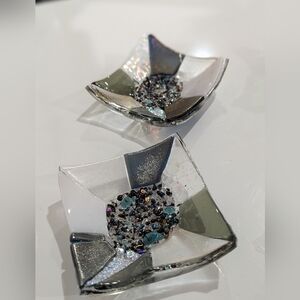 Elegant  Hand Crafted Tea Light Holders With Dichroic Glass.